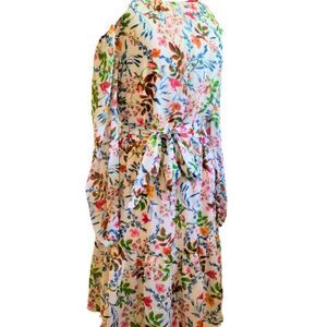 Julia Jordan Floral Print Cold Shoulder White Dress